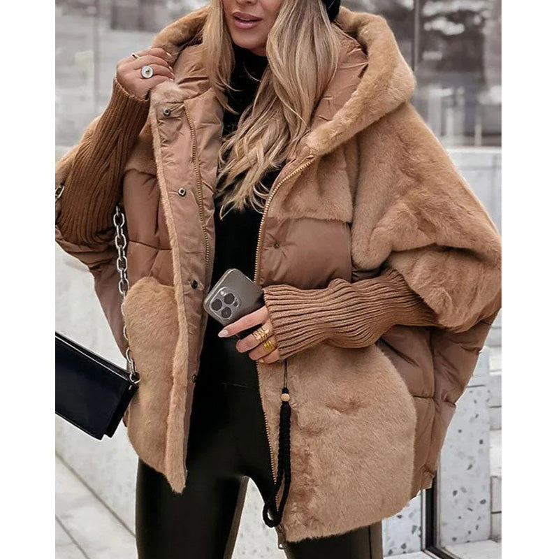Lueur™ | Kürk Detaylı Kapüşonlu Şişme Mont