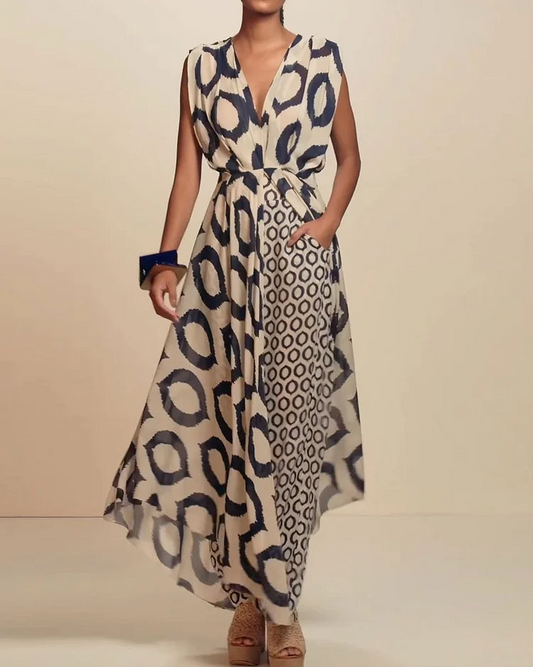 Lueur™ | Modern Desenli Şifon Elbise – Şıklığın Yeni Tanımı