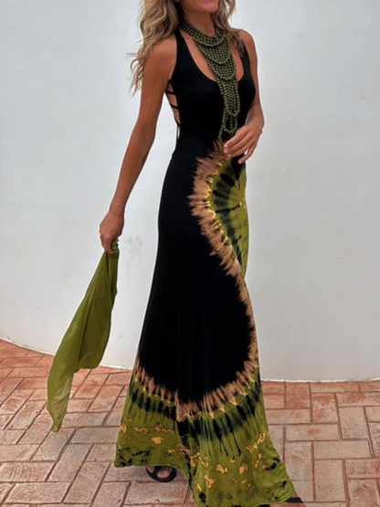 Lueur™ | Sırt Detaylı Bohem Batik Elbise