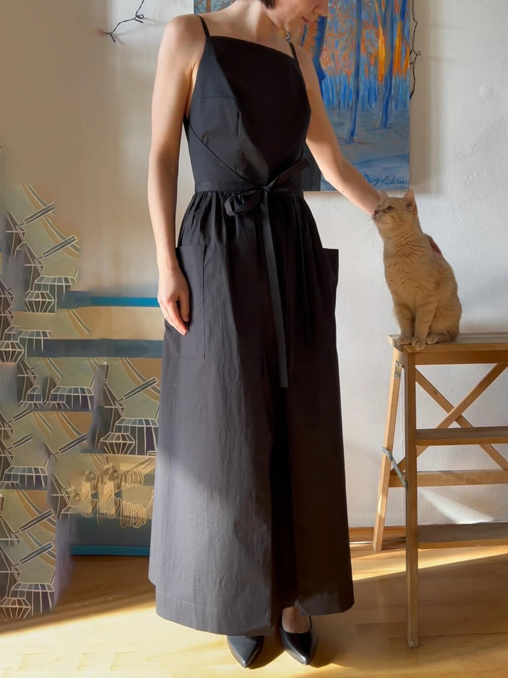 Lueur™ | Cepli Kuşaklı Minimal Elbise