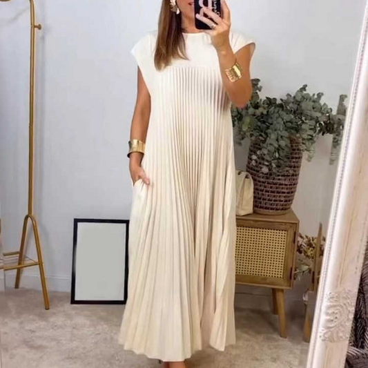 Lueur™ | Zarif Pliseli Uzun Elbise